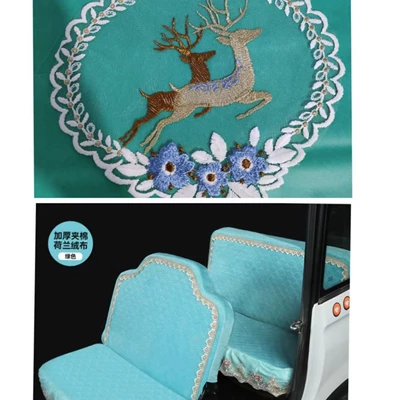 ll electric tricycle seat cover — Electric car cushion - thickened-dutch-velvet-in-green-color