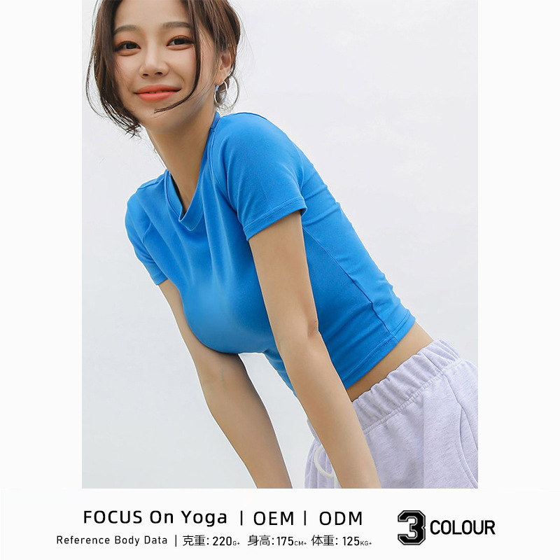 Summer Slim Yoga Clothes Tops For Women Internet Celebrity Fashion High Elastic Fitness Yoga Clothes Short T-shirt
