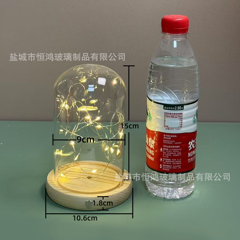 海胆永生花干花侧面触摸开关玻璃罩子底座带灯展示盒手办创意|undefined