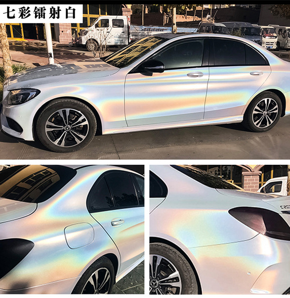 Source Factory Pvc Colorful Laser Black and White Brocade Gray Color Changing Film Pearlescent Color Changing Brocade Car Modification Film Batch