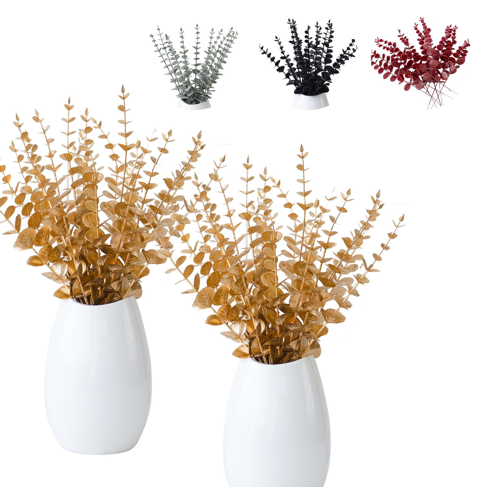 Fake Flowers, Artificial Flowers, Golden Eucalyptus Finished Products, Dried Flowers, Plastic Flowers, Home Props, Green Plant Ornaments, Crafts Wholesale