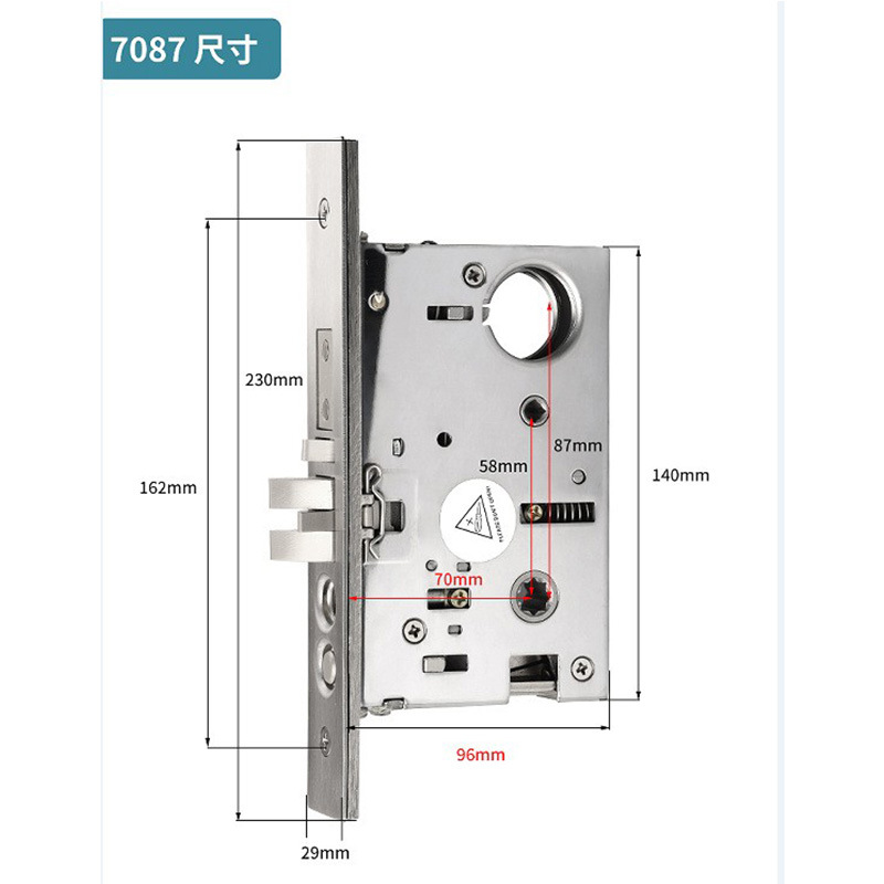 Lelang venta al por mayor reforzado función de bloqueo inverso accesorios de bloqueo de puerta antirrobo American Standard 87 agujero distancia cobre lengua de lujo gran cuerpo de la cerradura