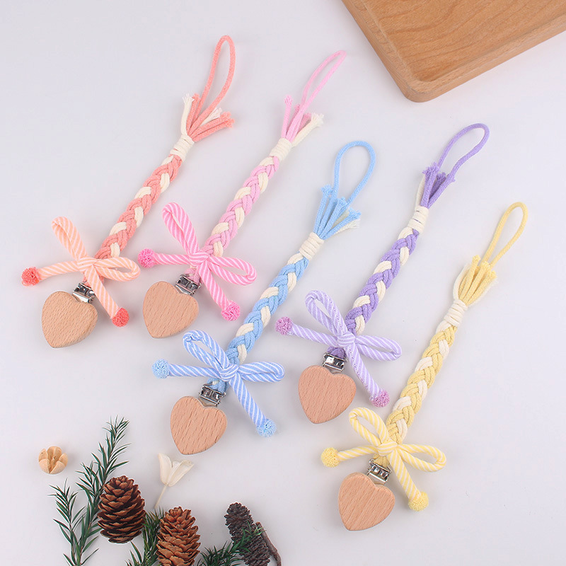 Macrame chupete de color tejido cadena anti-caída juguete recién nacido mordedor cuerda anti-caída