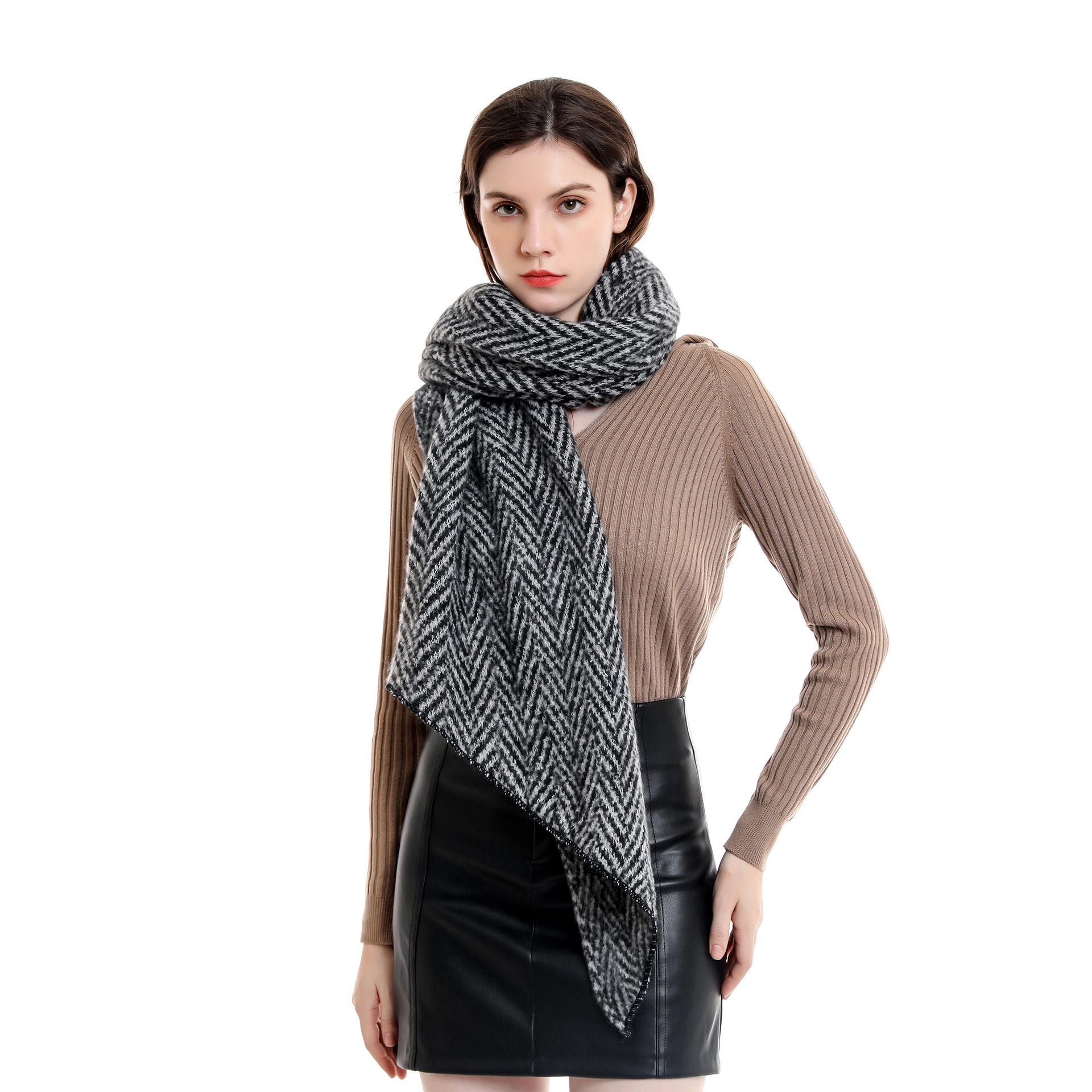 2021nueva bufanda de invierno de las mujeres de cachemir-como la moda Coreana de color sólido bufanda engrosada caliente