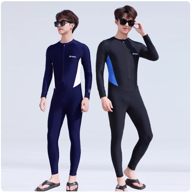 Wetsuit Men's One-Piece Long-Sleeved Full-Body Waterproof Female Warm Sun Protection Quick-Drying Swimsuit Large Size Surfing and Snorkeling Suit