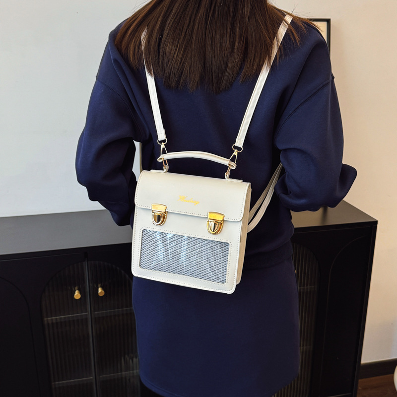 Mochila estilo universitario, diseño estético transparente de nicho, todos los días, todos los partidos en clase, bolso de mensajero de un solo hombro para mujer