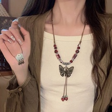 贵妃蝶民族风陶瓷蝴蝶项链女轻奢小众年新款爆款新中式吊坠