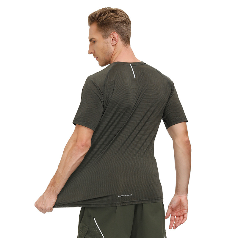 2021新款男士速干T恤 户外运动冰丝透气吸汗快干衣健身大码跨境