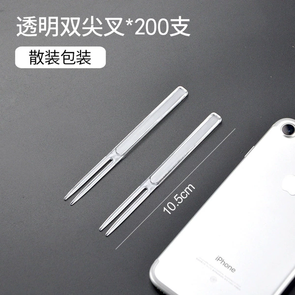 10.5cm long bulk double-tine fork transparent 200 pieces