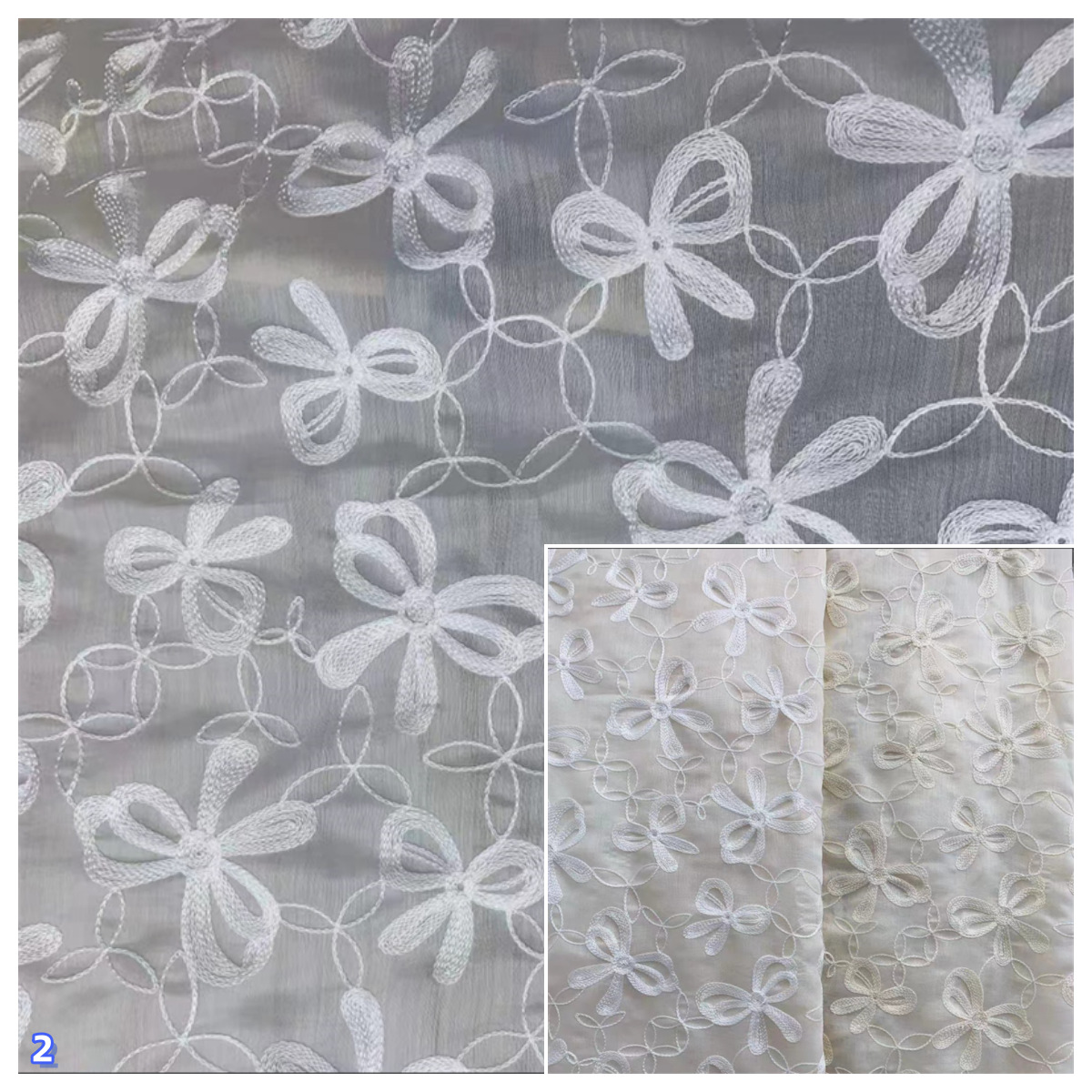 2024新品新款蝴蝶绣花布料女装连衣裙汉服童装花边辅料衣服装面料