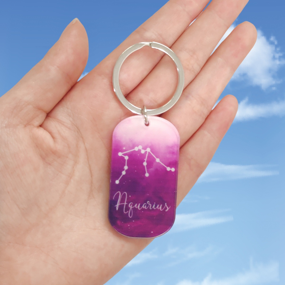 12g Weight Keychain Classification 1 Piece Quantity Daily Occasion Acrylic Material Letter, Constellation Pattern Unisex Gender Romantic Style Romantic Letter Constellation Arylic Unisex Keychain 6