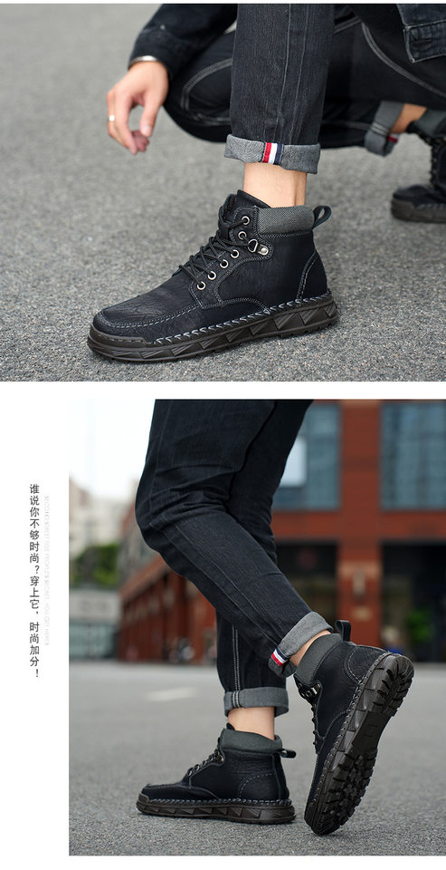 Giày bốt Martin nam đế dày cổ ngắn lót lông giữ ấm, dây buộc phía trước — 3026 Kaki, 3026 Màu kaki (có lớp lót lông cừu), 3026 Vàng nâu (lót lông), 3026 màu vàng nâu chi tiết 23