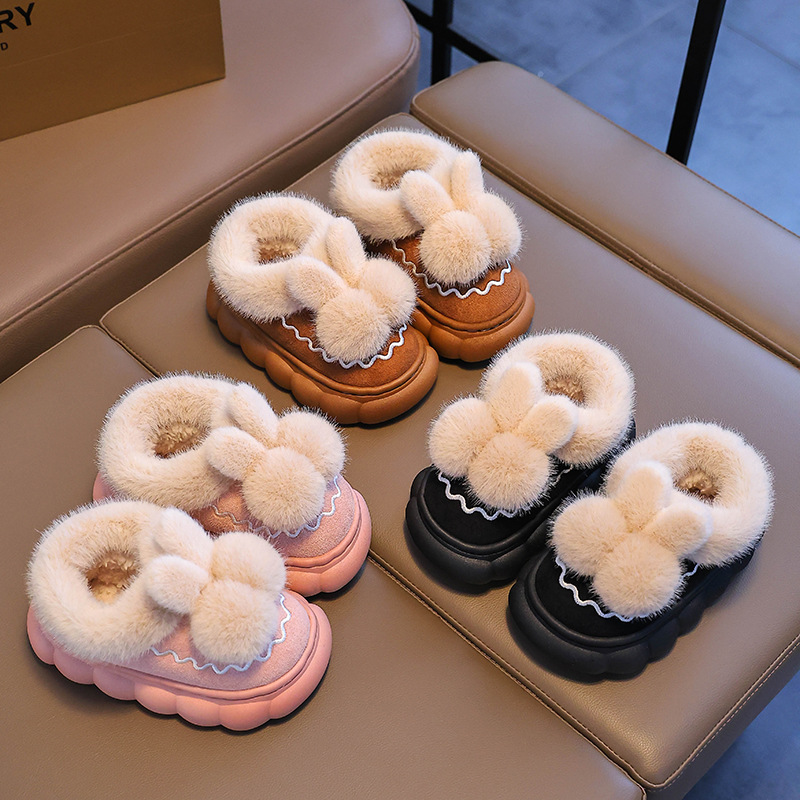 zapatillas de algodón de invierno para niños, bolsas de tacones cálidas y pelusa lindas antideslizantes para padres e hijos, zapatos de algodón para niños grandes y medianos