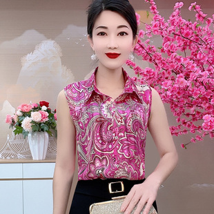23163 Spring Stretch Digital 5D Printed Shirt Large Size Women's Shirt Slimming and Covering Inner Wear