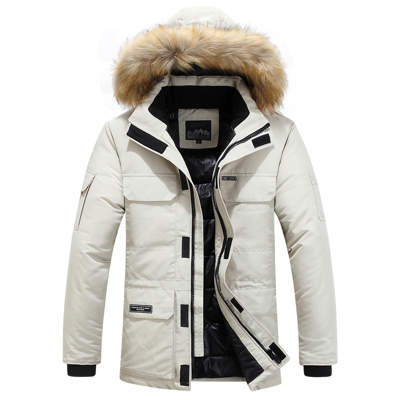Herrenbekleidung Verdickte Baumwolljacke Mittellange Herrenjacke mit Kapuze Trendy Baumwolljacke_voghion.com