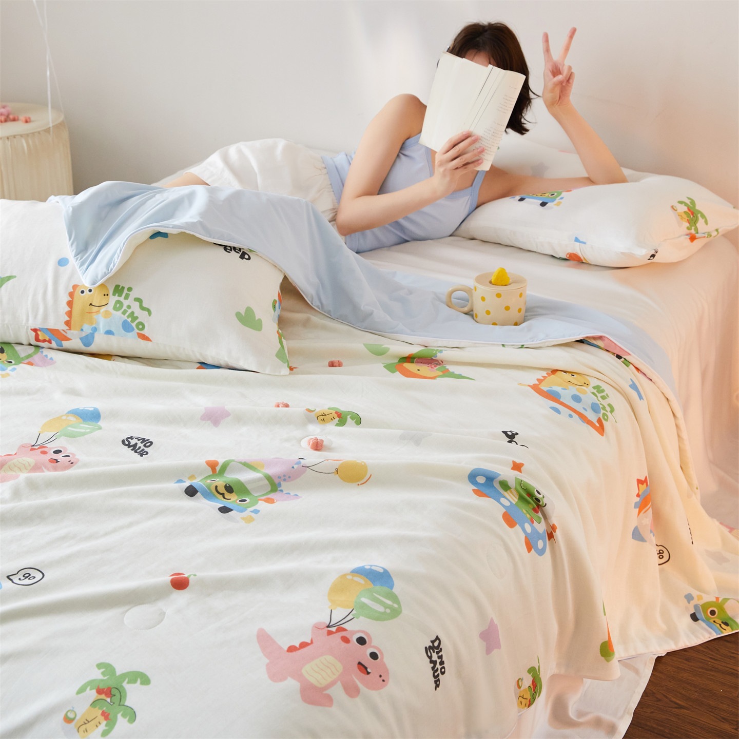 Sam con aire acondicionado de verano frío hielo simple y doble para niños de clase madre y niño grado puede lavarse con máquina dormitorio de estudiantes