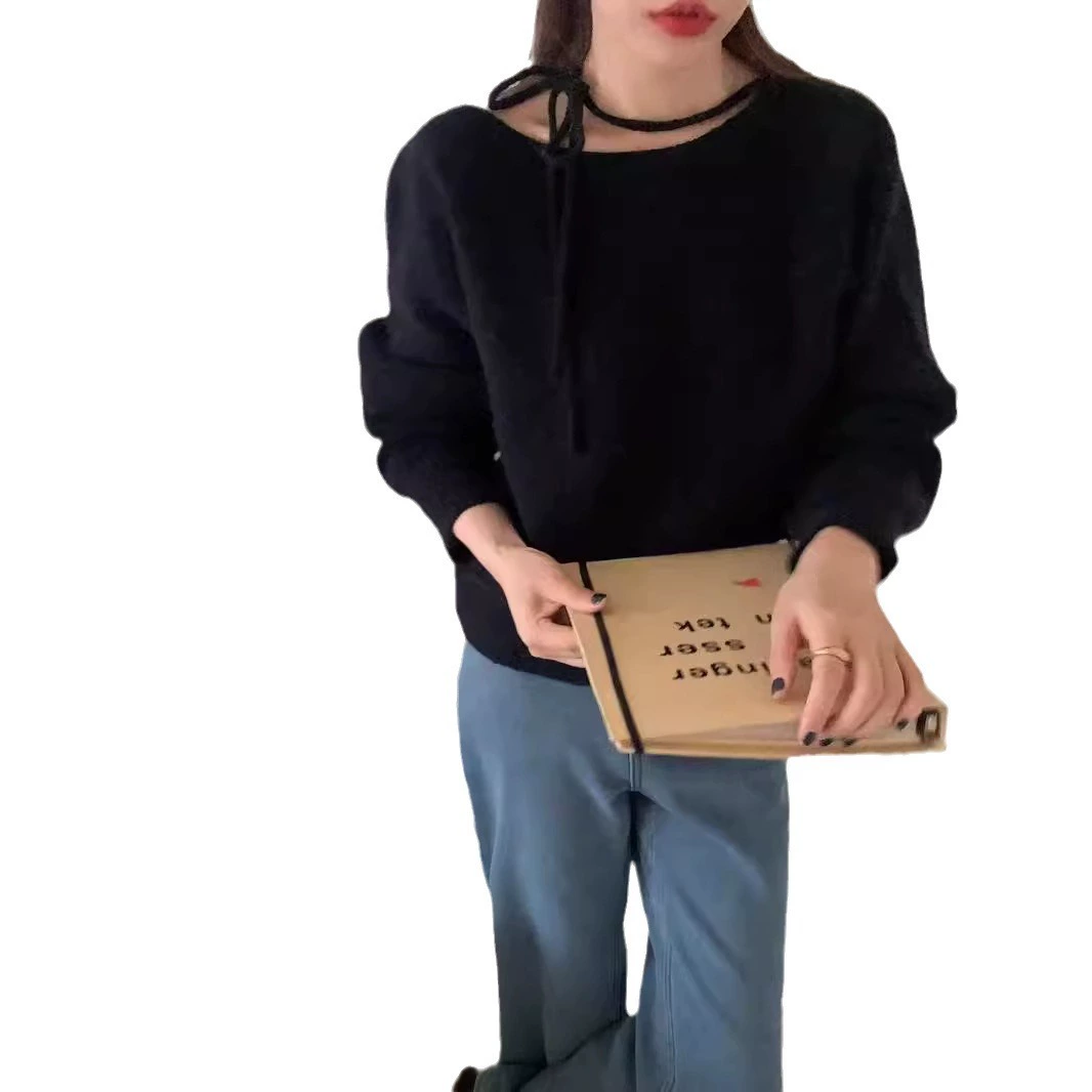 Модный вязаный свитер, французский стиль, свободный крой, oversize