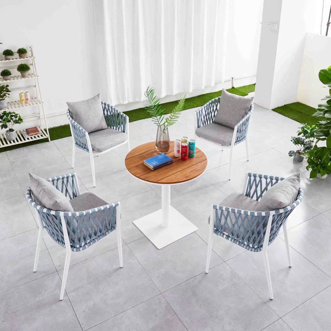 메이커 로프 의자 70 라운드 철판 기둥 플라스틱 나무 테이블