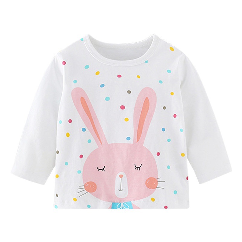 Algodón puro Otoño Nueva Camiseta de manga larga para niñas camisa de fondo para niños Top delgado para niños Envío de ropa para niños europeos y americanos