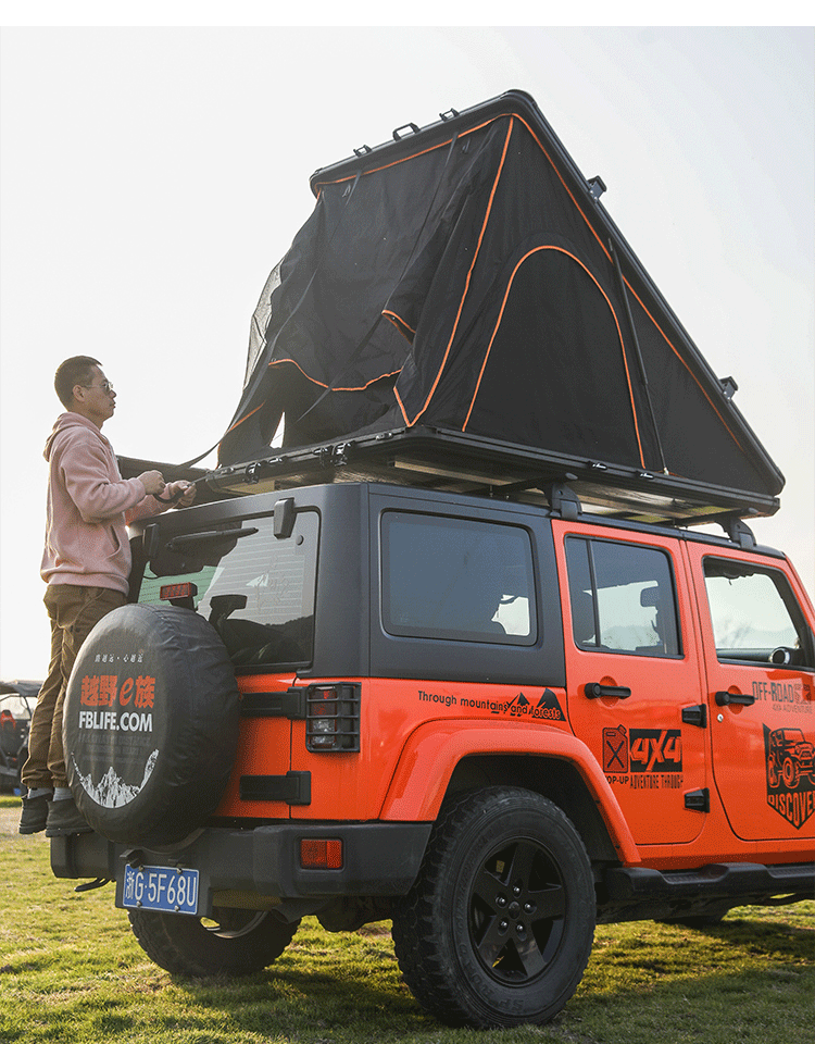 Customized Car-Mounted Tent Camping Equipment Automatic Triangular Aluminum Alloy Hard-Shell Triangular Diagonal Support Car Roof Tent