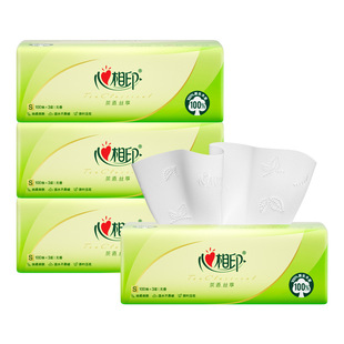 Heart-To-Heart Tissue Paper Tea Language Silk Enjoys 3 Layers 100 Sheets × 4 Packs of Household Thickeneded Tissues
