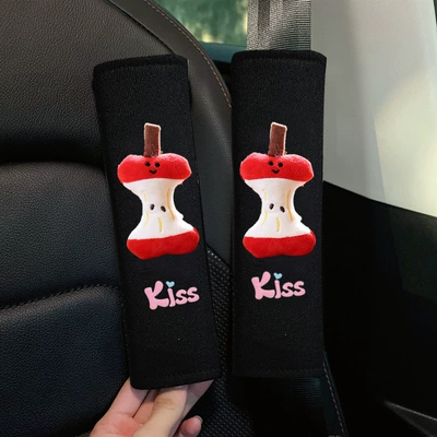 Seat belt shoulder pad | seat belt shoulder pad - cute-apple-ice-silk-seat-belt-shoulder-pads-2-pieces