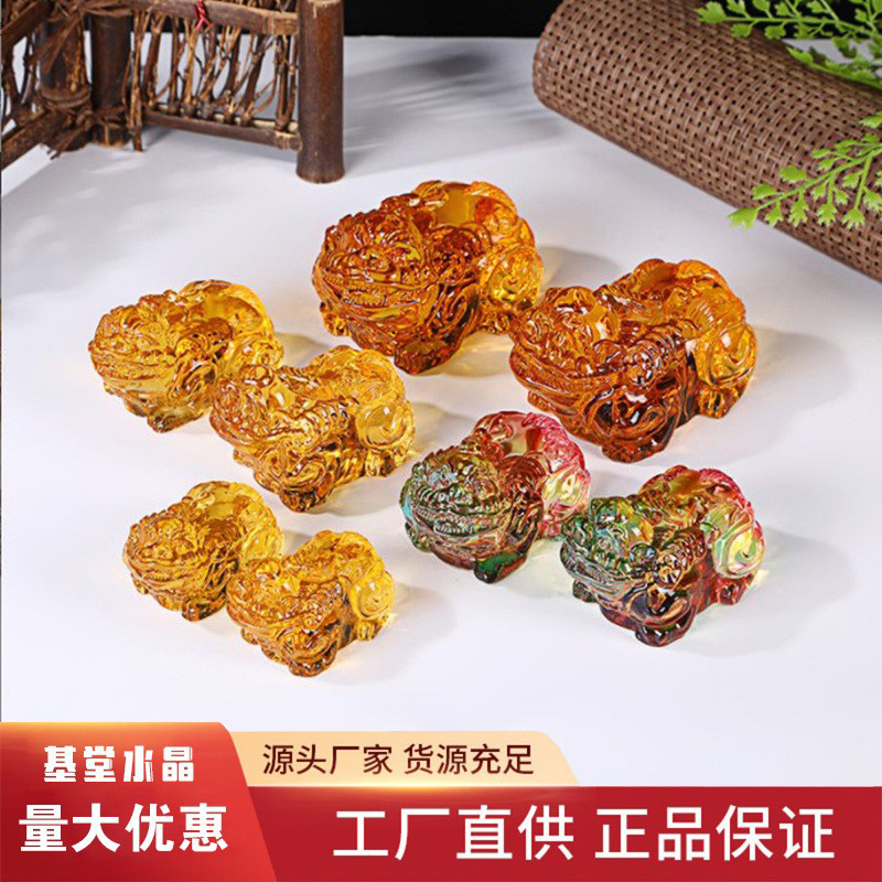 Crystal Glass Pixiu Fortune Decorations Office Home Desktop Opening Feng Shui Crafts Small Ornaments Wholesale