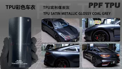 a 5-Year Warranty, Casting-Grade, Automotive Film - 15215m-5-years-warranty-tpu-bentley-coal-gray-water-sticker