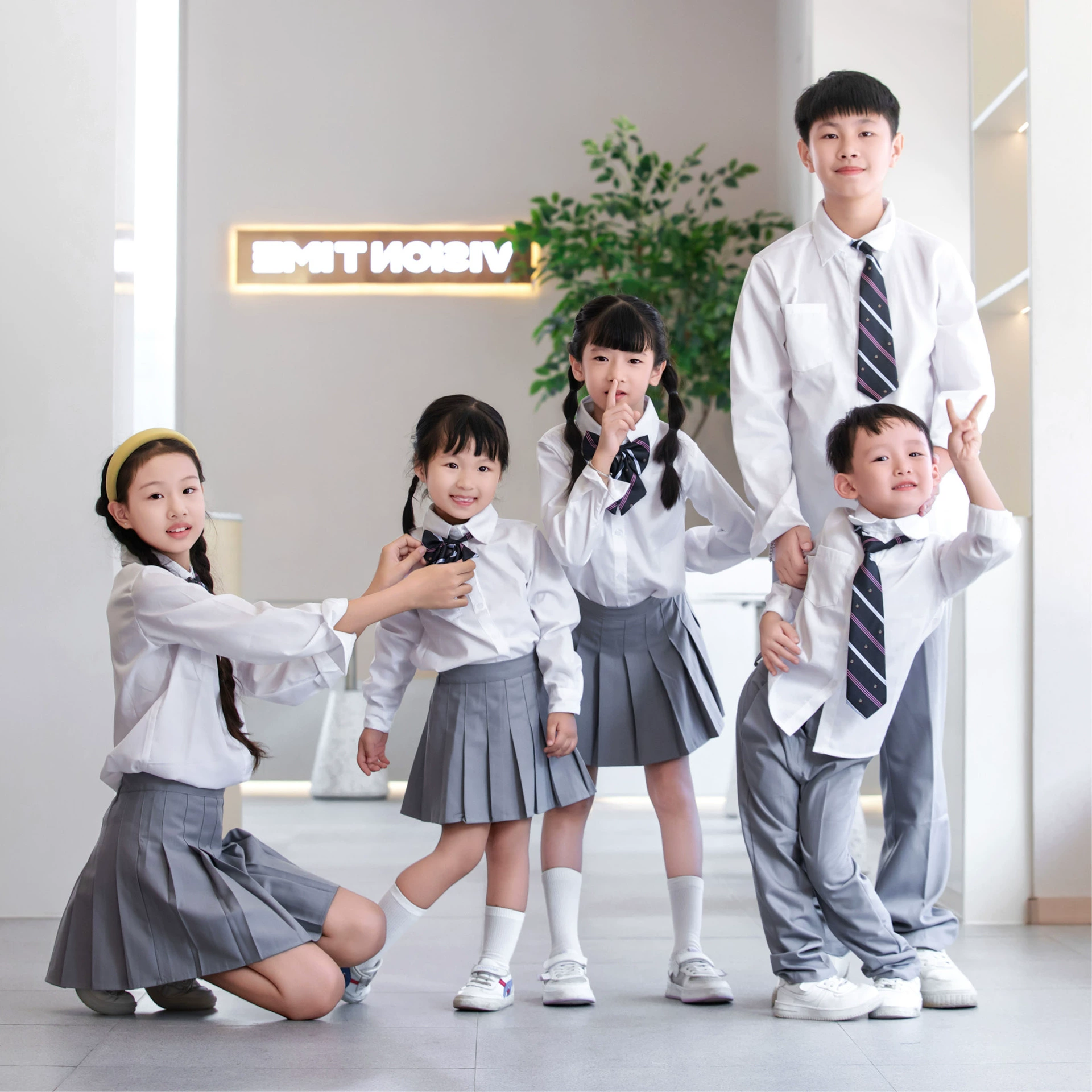 Белая рубашка в опрятном стиле с длинными рукавами униформа в британском стиле для чтения поэзии одежда для выступлений для начальной и средней школы одежда для хора серая плиссированная юбка