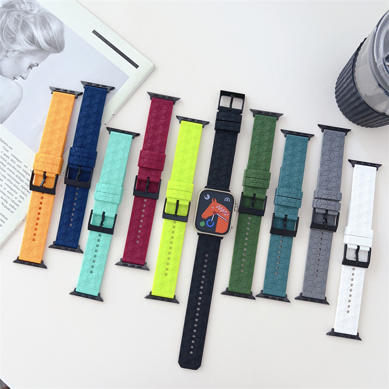 S40 for apple watch7 Apple 8 Watch Strap Creative Sports Football Pattern Silicone iwatch56se