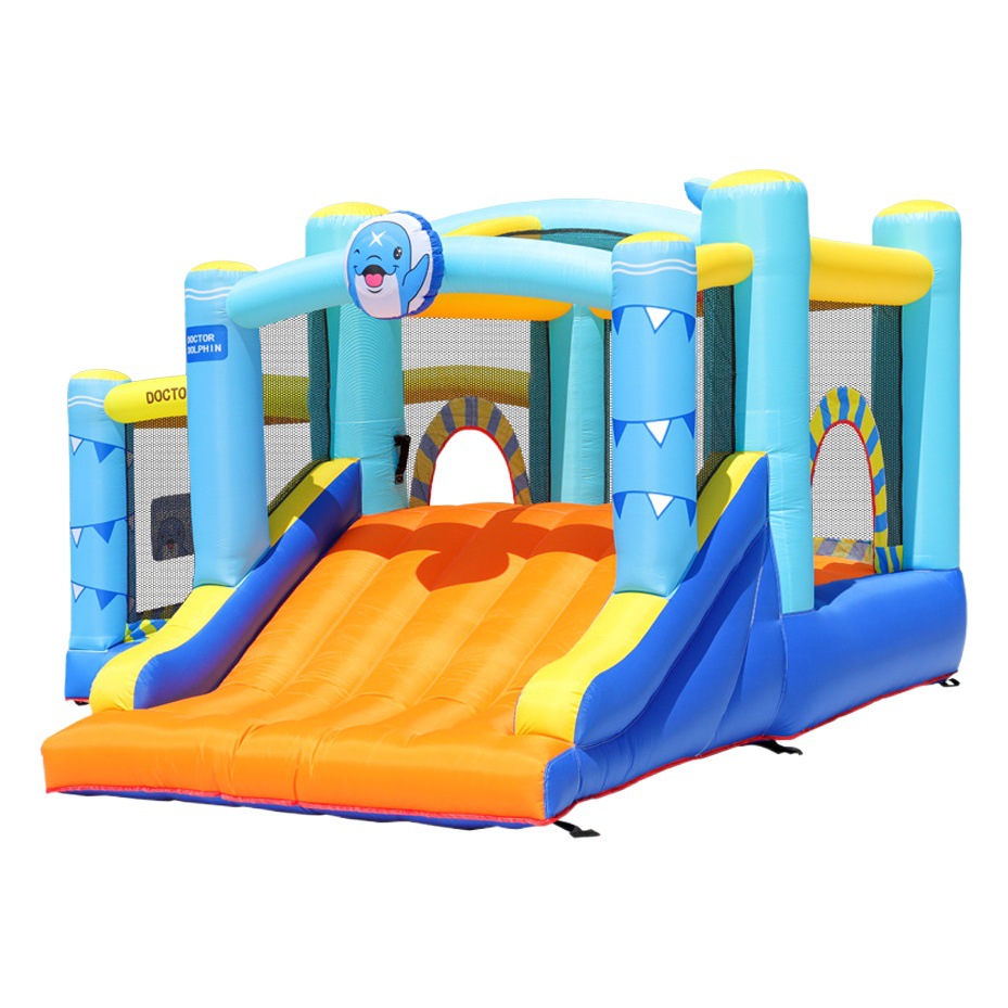 Castillo inflable Doctor Dolphin, tobogán y trampolín combinados para niños pequeños, trampolín doméstico, piscina de olas, castillo inflable.