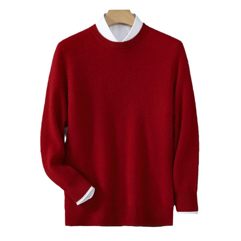 Solid woolen demi-season sweater with a round collar, universal long-sleeve, oversize