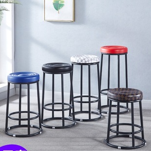 Bar Chair Round Bar Stool Wrought Iron Ktv Bar Stool Mobile Phone Counter Front Desk Stool Commercial High Stool Game P^