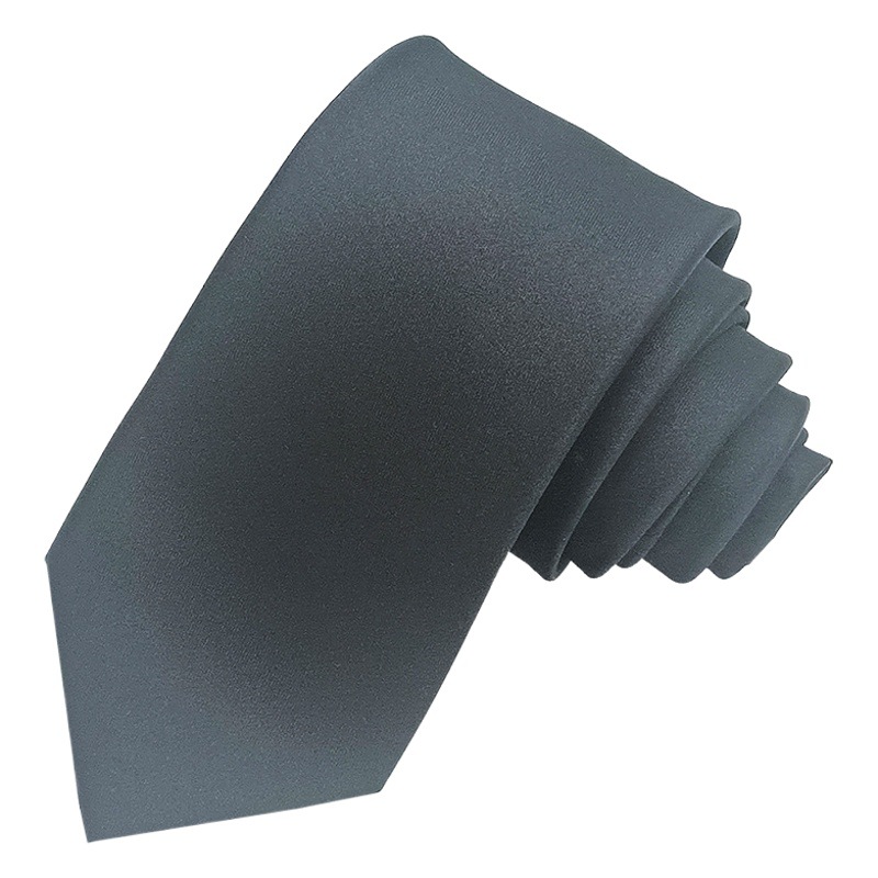 Corbata de poliéster teñido en hilo de alta densidad, color puro, estilo formal, informal de negocios, negra, atada a mano, estilo 8 cm, lista para usar del fabricante