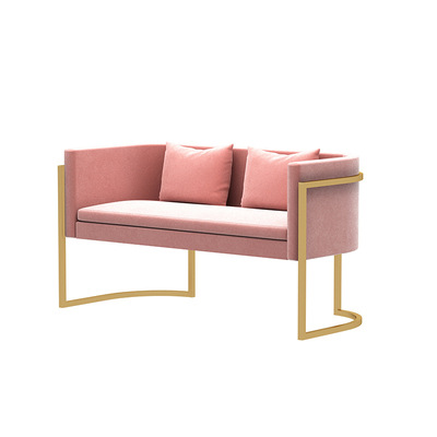 Sofá de hierro forjado nórdico lujoso asiento de tarjeta roja red salón de belleza silla de recepción casual moderna simple combinación de sofá mesa de té