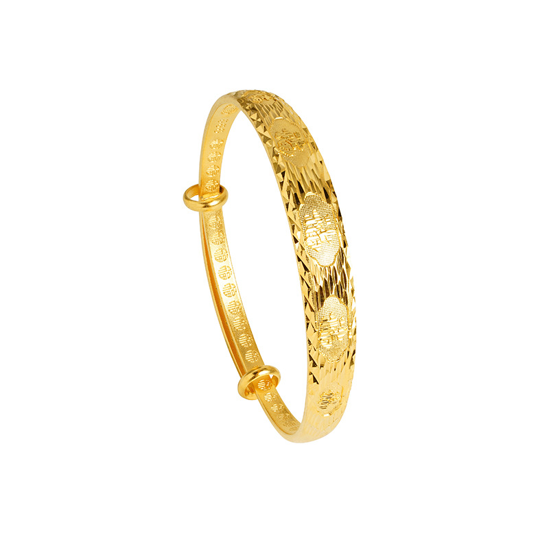 Pulsera de oro de arena vietnamita imitación oro Phoenix Fu palabra pull-pull estilo femenino durante mucho tiempo no se desvanece joyería retro de alta gama