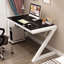 现代简约书桌钢化玻璃电脑桌台式家用办公桌 简易学习书桌写字台