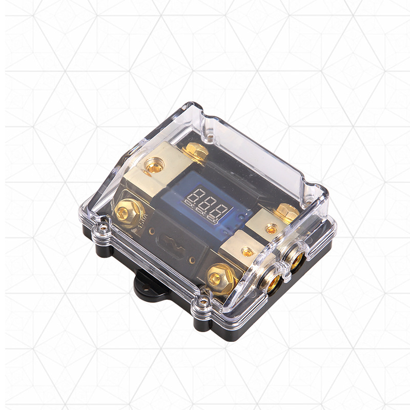 汽车音响改装带数字显示一出二保险座分线器 透明保险丝座 2ANL-4