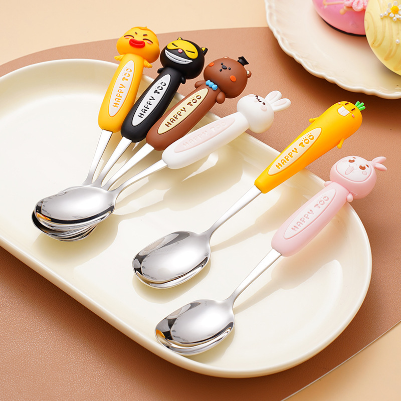 304ステンレス携帯食器セットアイデア漫画スプーンフォークセット学生スプーン箸携帯食器|undefined