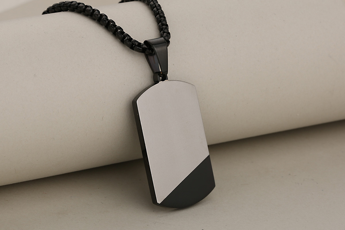 18K Real Gold Plated Plating Material Cuban Link Chain Curb Chain, box chain Chain Type 1 Piece 19.8*36.5mm 304 Stainless Steel Dog Tags Pendant Chain