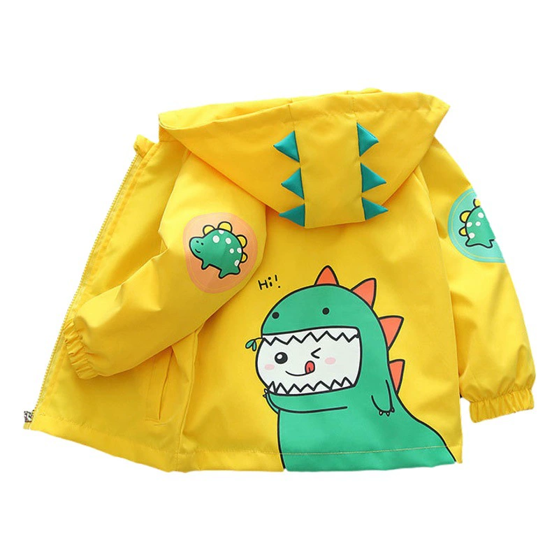 Легкая ветровка для мальчиков, весна 2025, кардиган для малышей, куртка с капюшоном, модная софтшелл-куртка, повседневный стиль, маленький зеленый дракон.