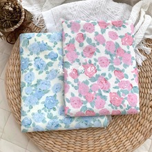 双层纱布竹纤维碎花布数码印花面料 婴童服装 裙子居家服睡衣布料