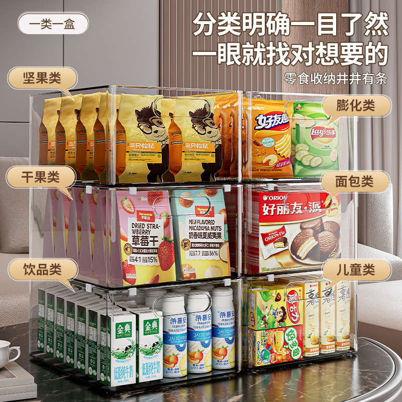 橱柜收纳盒桌面零食杂物整理储物筐长方形塑料盒透明亚克力置物架|undefined