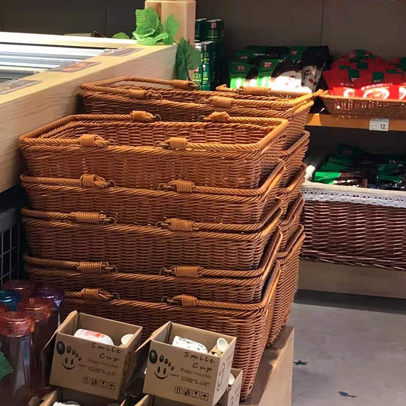 Woven Storage Basket with Vegetable & Fruit Design, Portable Shopping Bag, Home-Use, Powder-Coated Iron Frame, Reinforced, Picnic-Style Rattan Handbag