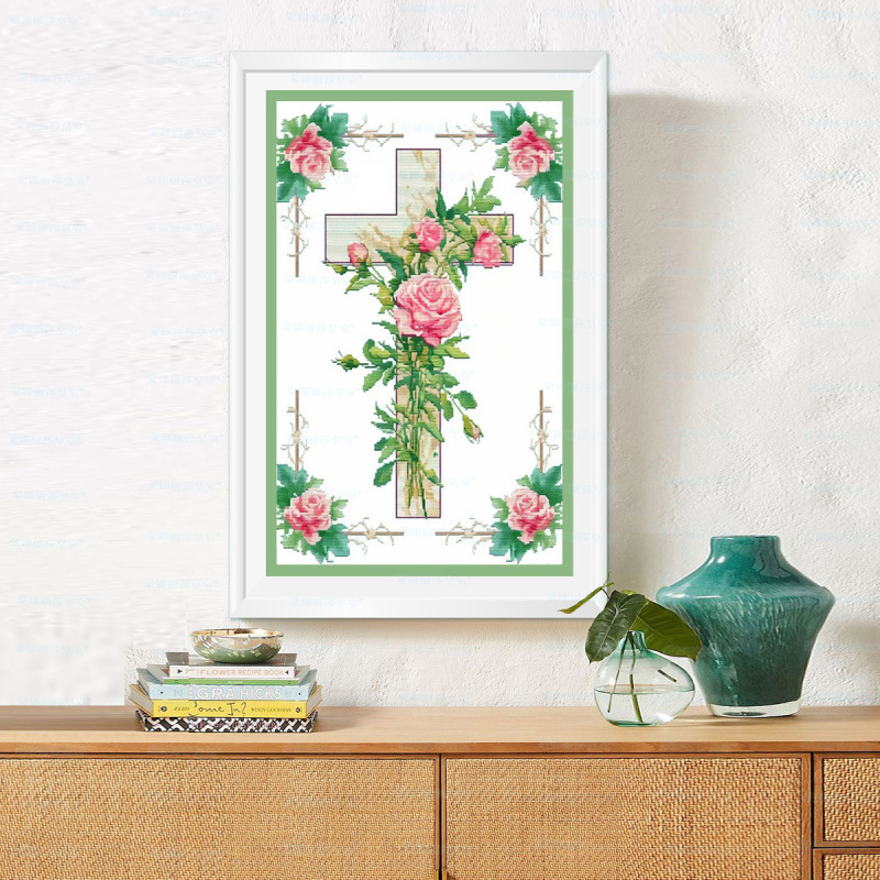 Mona Lisa Corazón de la cruz real de la nueva decoración pinturas colgantes pinturas de paisaje estética simple bordado a mano
