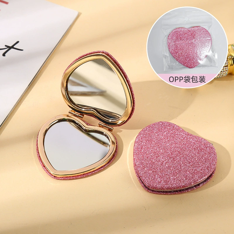 Double-sided Folding Handheld Mirror, Heart Pocket Design, Portable for Elementary Students