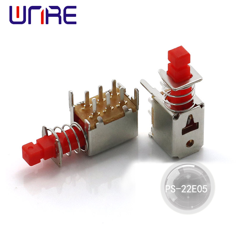 维诺尔厂按键电源开关A03带帽6脚金属PS-22E05A03直键自锁开关