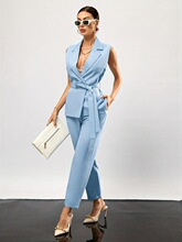 F 31363 Summer Two Piece Suit Vest Wide Leg Pants �ļ���װ��