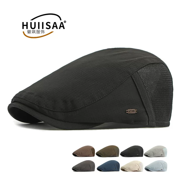 Summer New Lightweight Mesh Forward Cap for Men, Sun Protection Sun Hat, Retro Beret, Casual Versatile Baseball Cap for Women