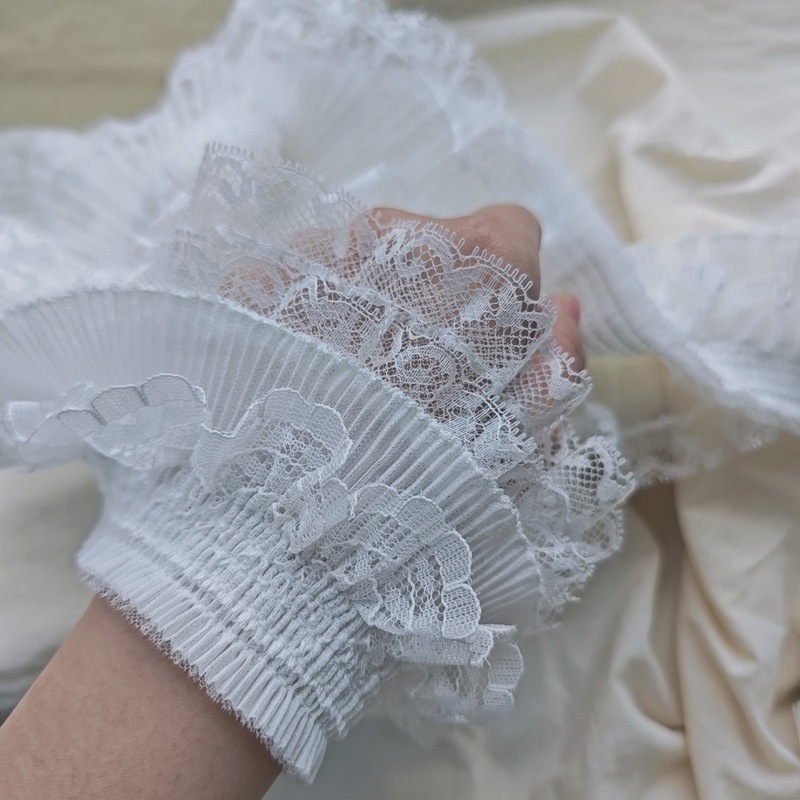 三層弾性シフォンプリーツレースフリルレース DIY 衣類袖口スカート下着カーテン 10 センチメートル|undefined